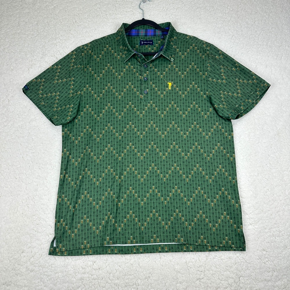 William Murray Polo Shirt Mens Large Green Excellent Beer Golf Novelty Print